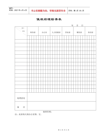 值班经理检查表