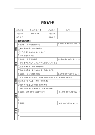 供应部-采购员岗位说明书
