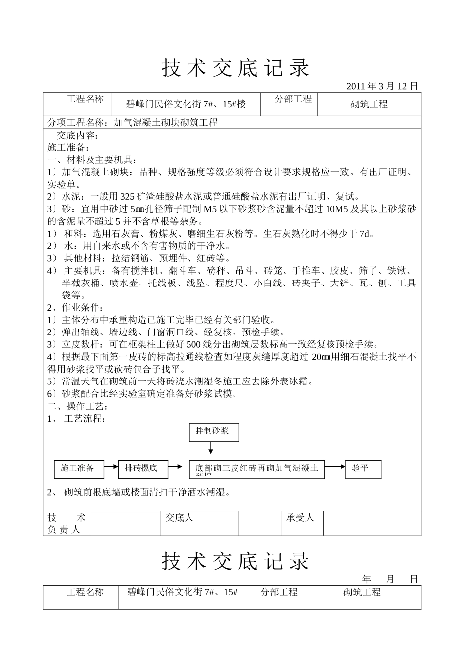 加气混凝土砌块砌筑工程技术交底2_第1页