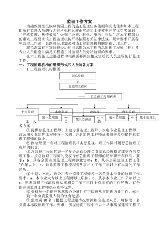 凯里民族风情园项目施工监理工作计划