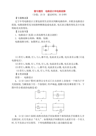 微专题  电路设计和电路故障测试题