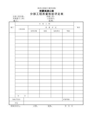 分部工程质量检验评定表