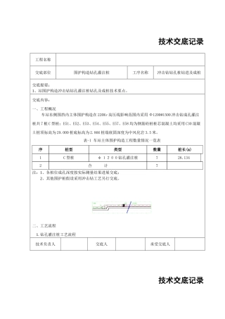 冲击钻钻孔桩钻进及成桩技术交底