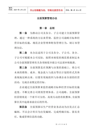 公司全面预算管理办法