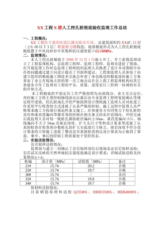 人工挖孔桩基础验收监理工作总结