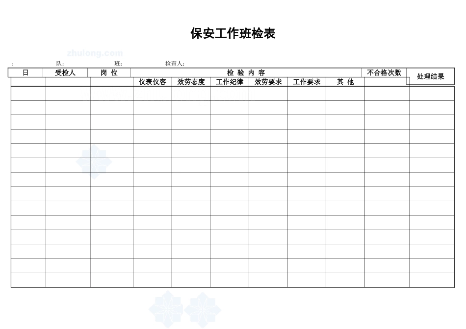 保安工作班检表_secret_第1页