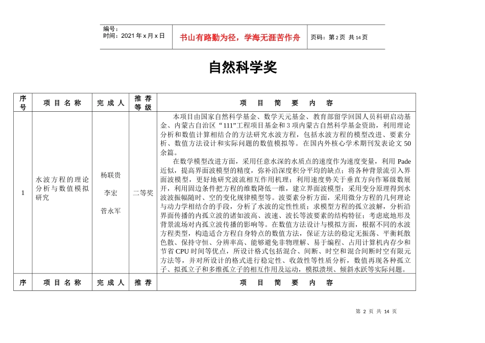 关于对我校拟推荐XXXX年自治区科学技术奖项目公示的公告_第2页