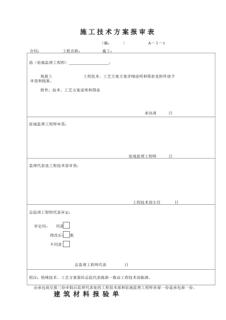 公路工程用表