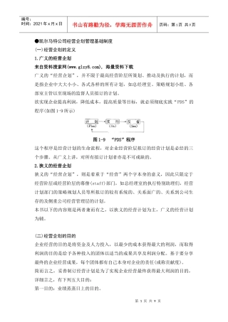 公司经营企划管理基础制度(管理资