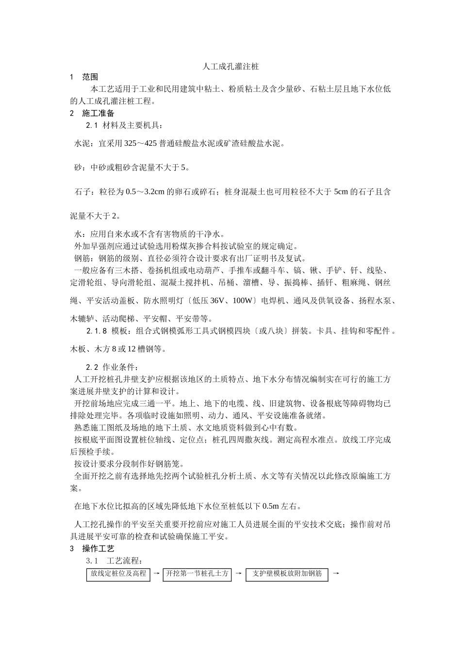人工成孔灌注桩施工工艺_第1页