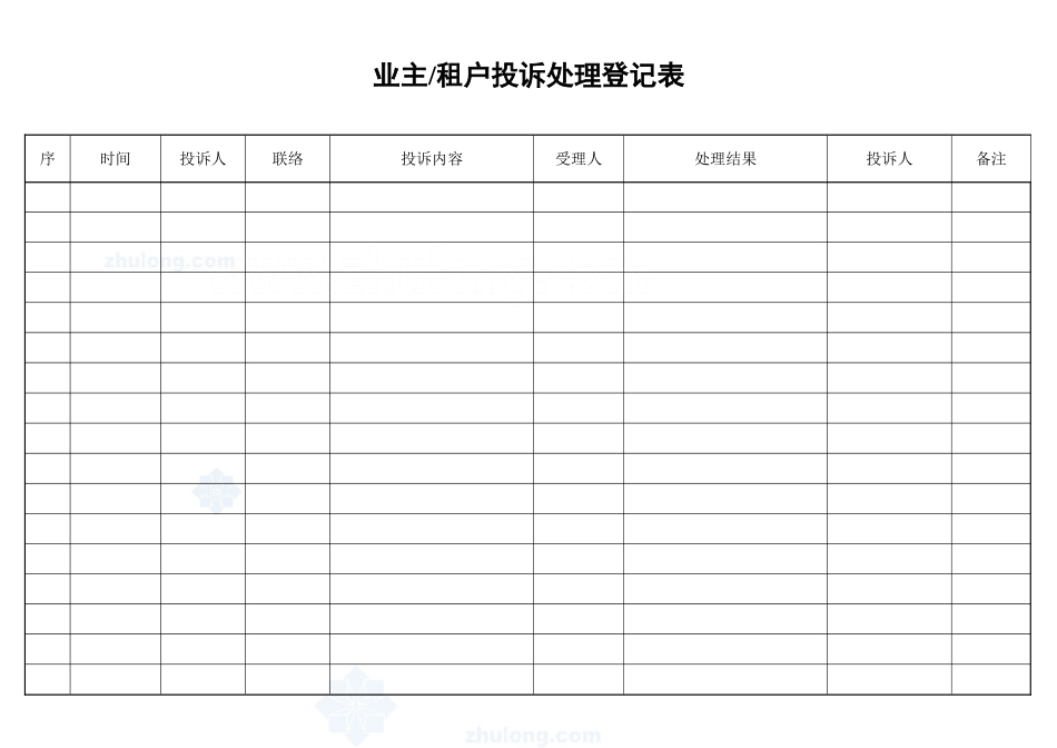 业主投诉处理登记表_secret_第1页