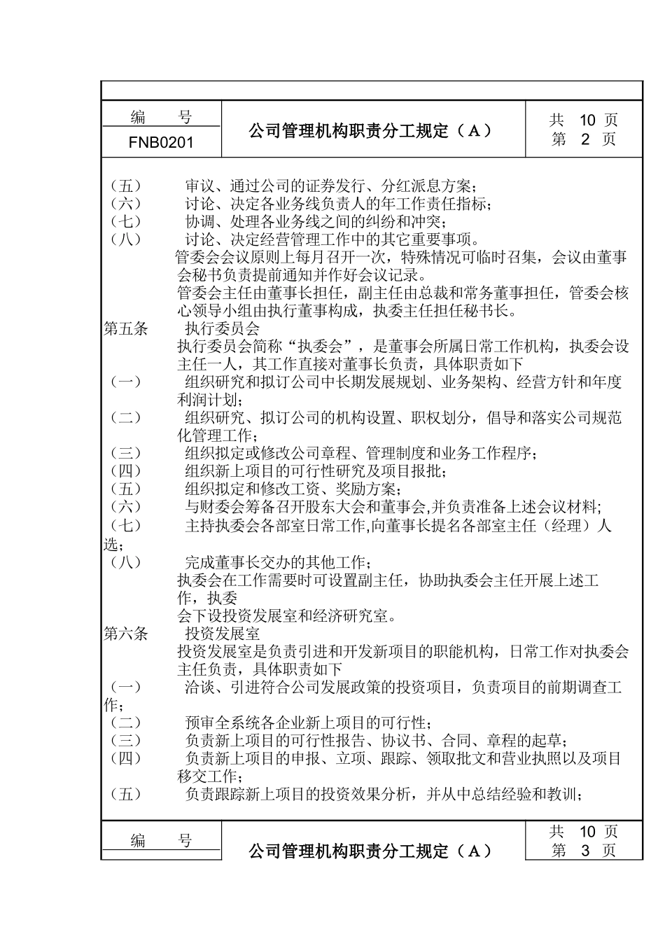 公司管理机构职责分工规定（A）(1)_第2页