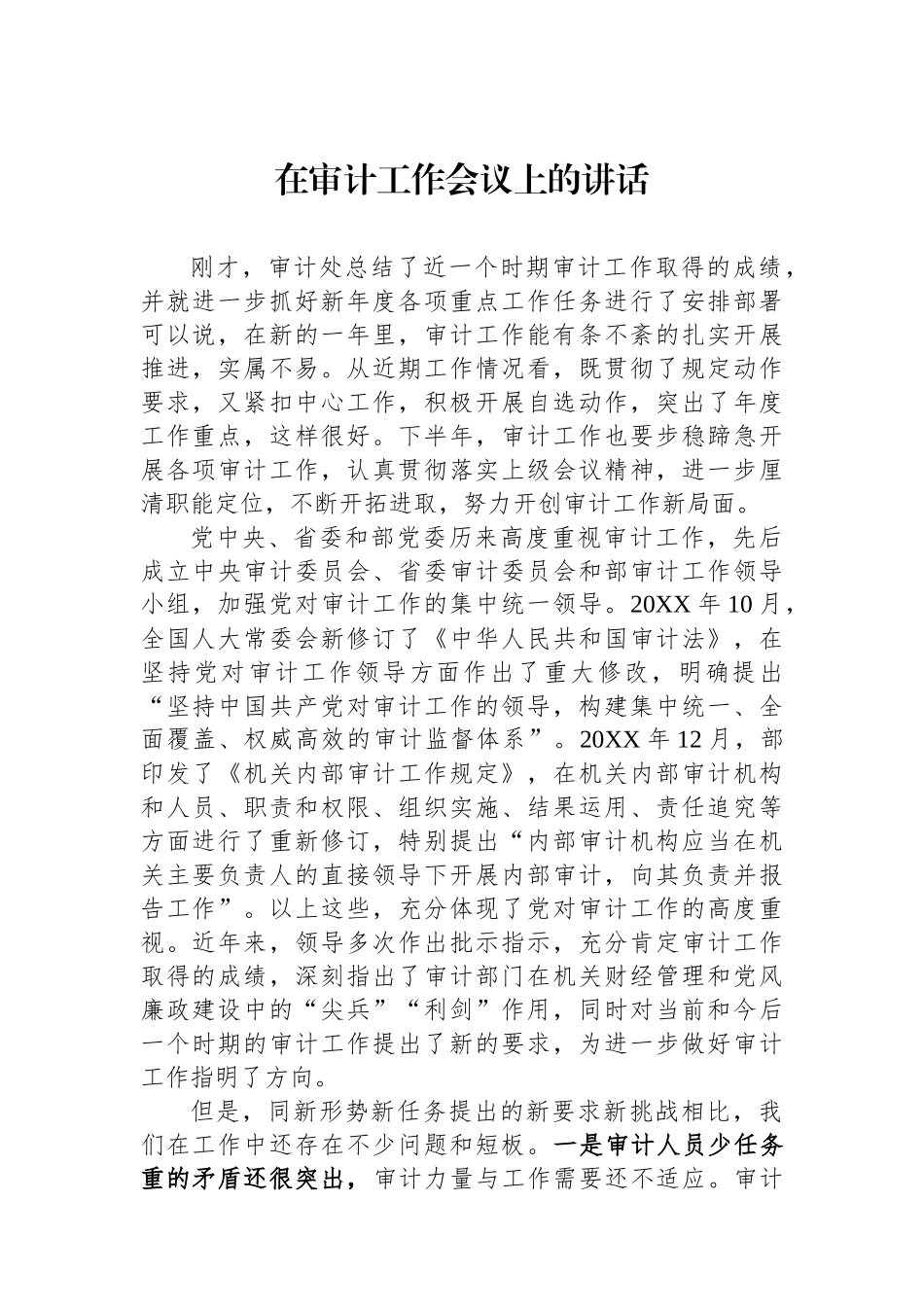 在审计工作会议上的讲话_第1页