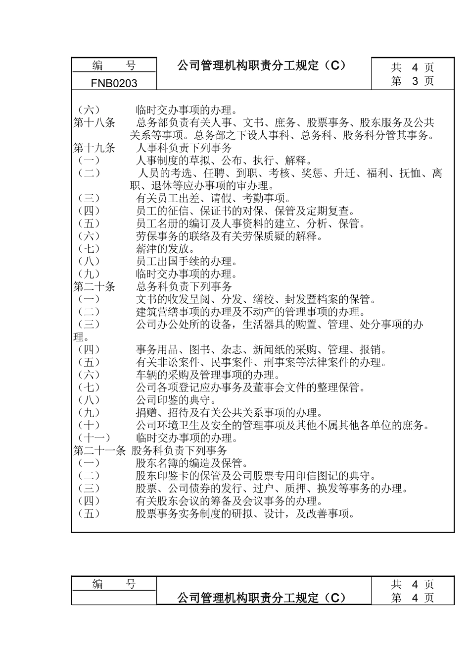 公司管理机构职责分工规定C_第3页