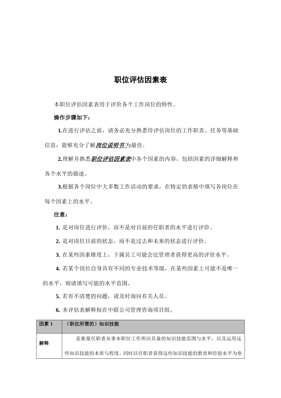 公司职位评估因素表_第1页