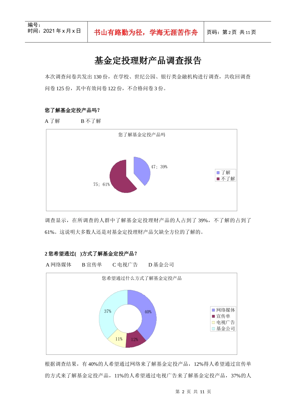 关于基金定投理财产品的调查问卷_第2页