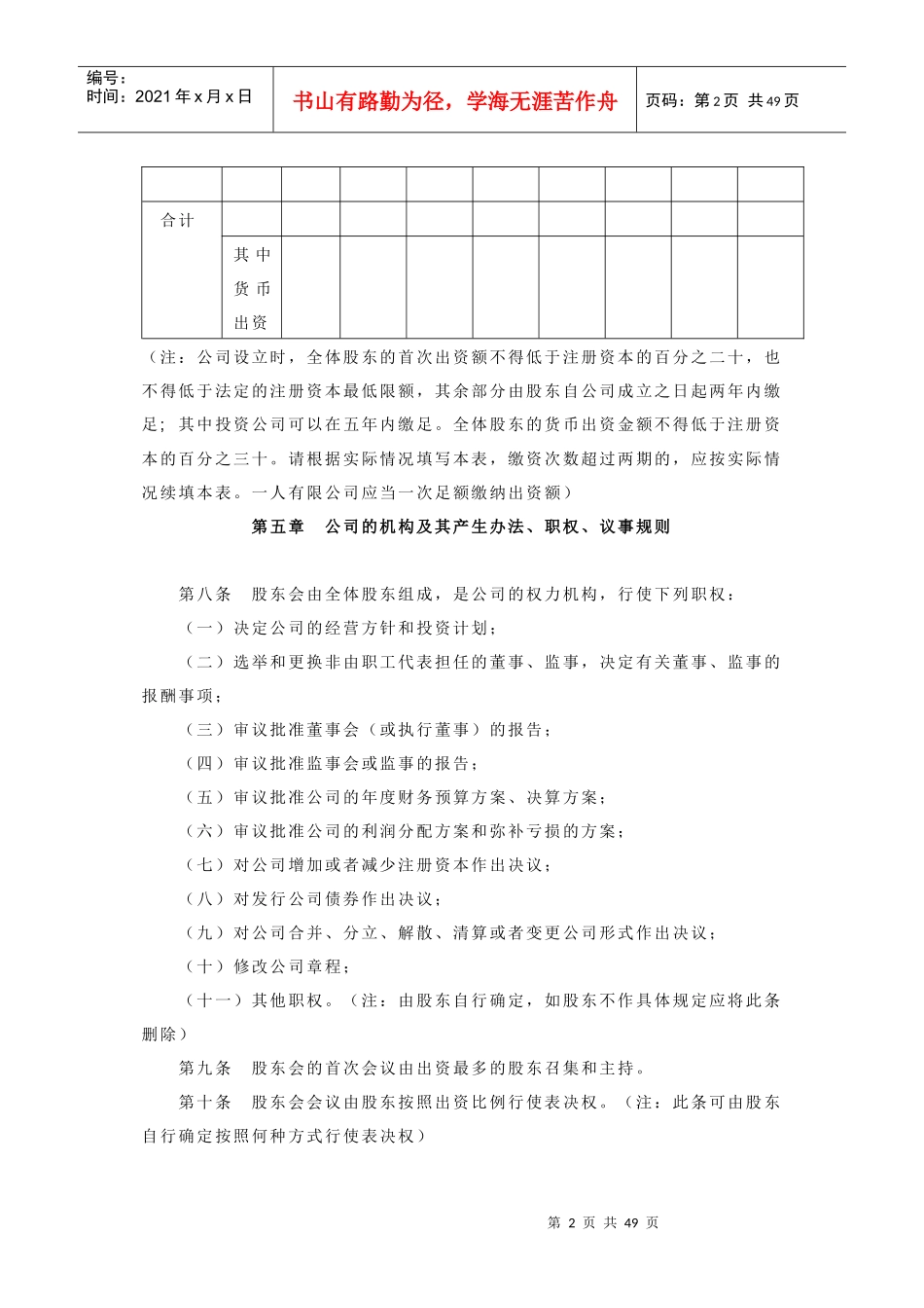 公司章程范本大全_第2页