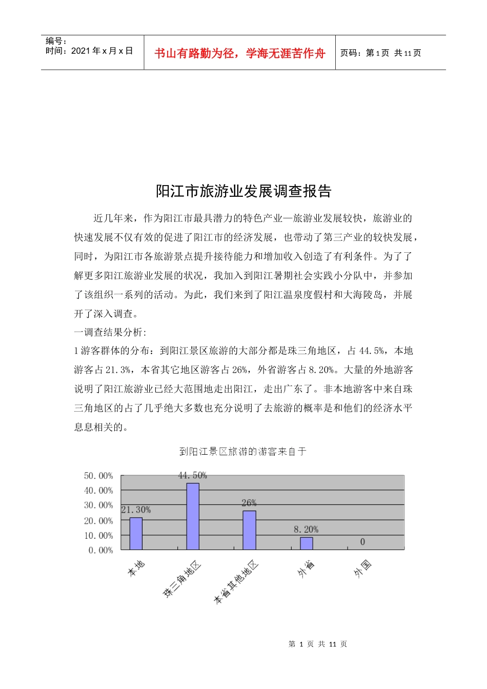 关于阳江市旅游业发展的调查报告_第1页