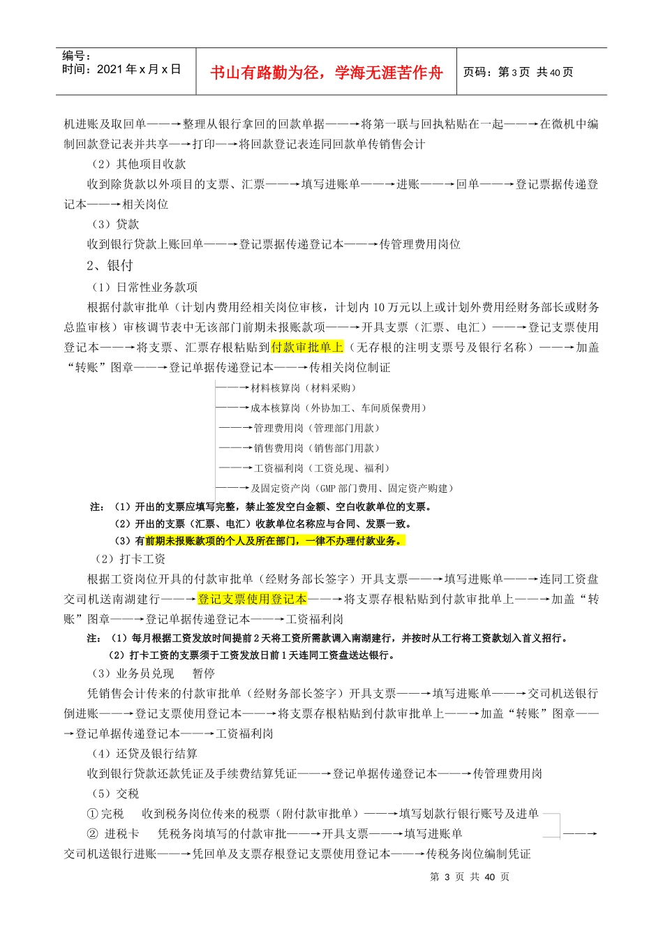 公司财务岗位工作流程规章制度_第3页