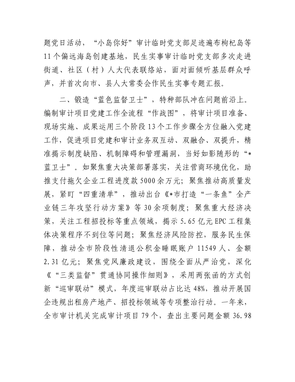 市审计局党建品牌工作经验交流发言_第2页
