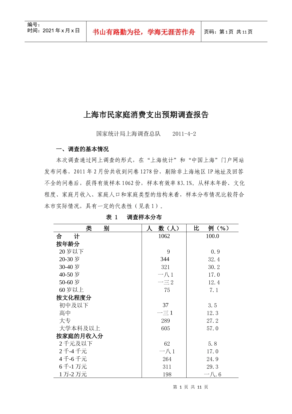 关于上海市民家庭消费支出预期的调查报告_第1页