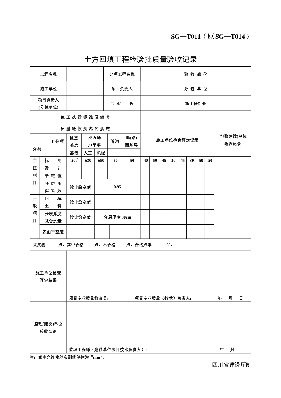 土方回填工程检验批质量验收记录1_第1页