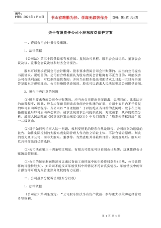 关于有限责任公司小股东权益保护方案