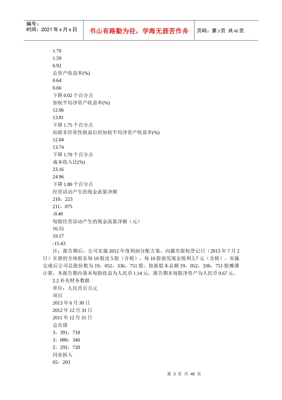 兴业银行股份有限公司XXXX半年度报告摘要_第3页