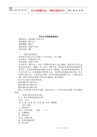 关于开发公司贷款的调查报告