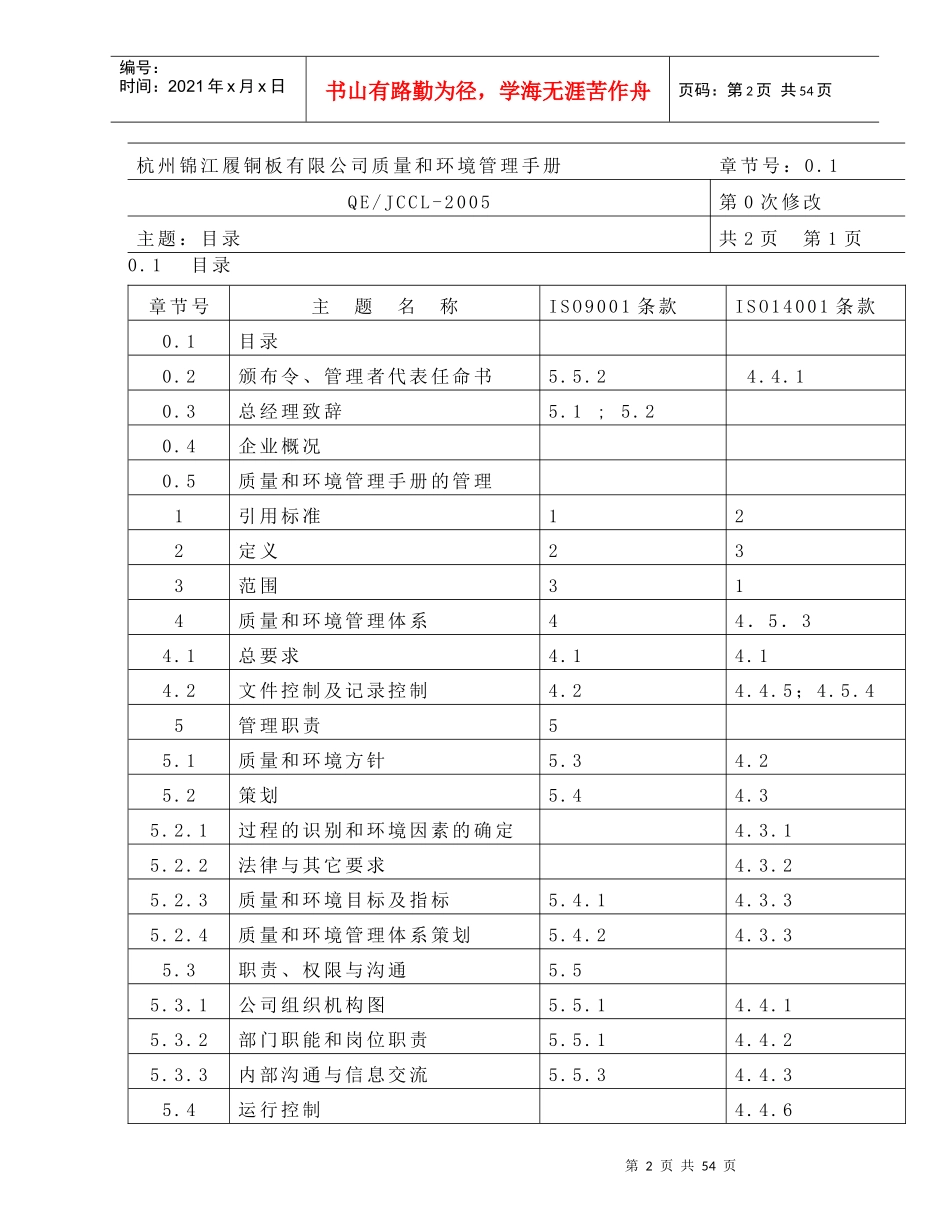 公司质量和环境管理手册_第2页