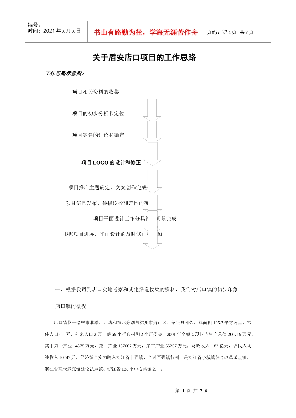 关于盾安店口项目的工作思路(doc7)(1)_第1页