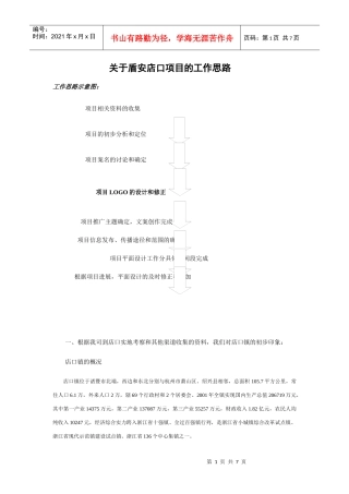 关于盾安店口项目的工作思路(doc7)(1)