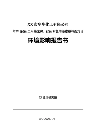 华华化工年产1000t二甲基苯胺、600t对氯苄基戊酮技改项