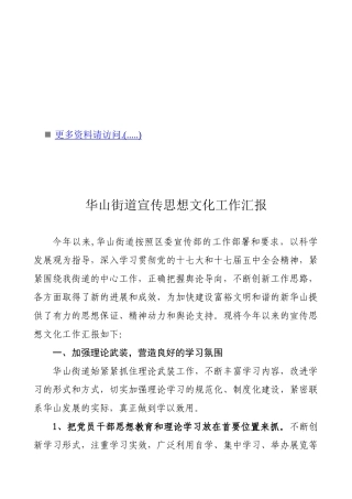 华山街道宣传思想文化工作汇报