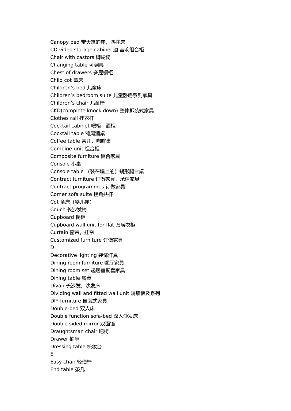 各类家具英文名称_第2页