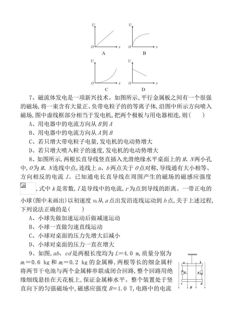 一轮单元训练金卷高三物理第十单元磁场测试题_第3页