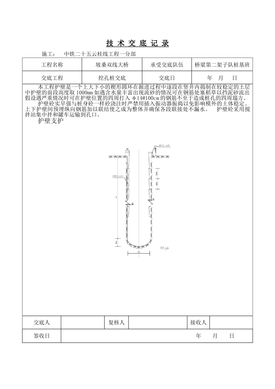 双线大桥挖孔桩技术交底记录_第2页