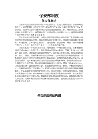 四星级酒店保安部工作制度流程