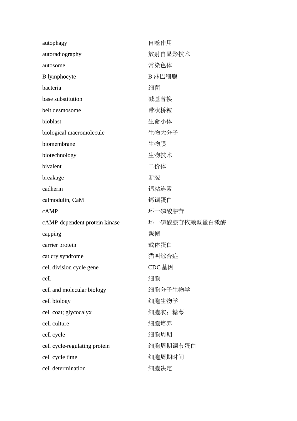 医学细胞生物学专业英语词汇_第2页