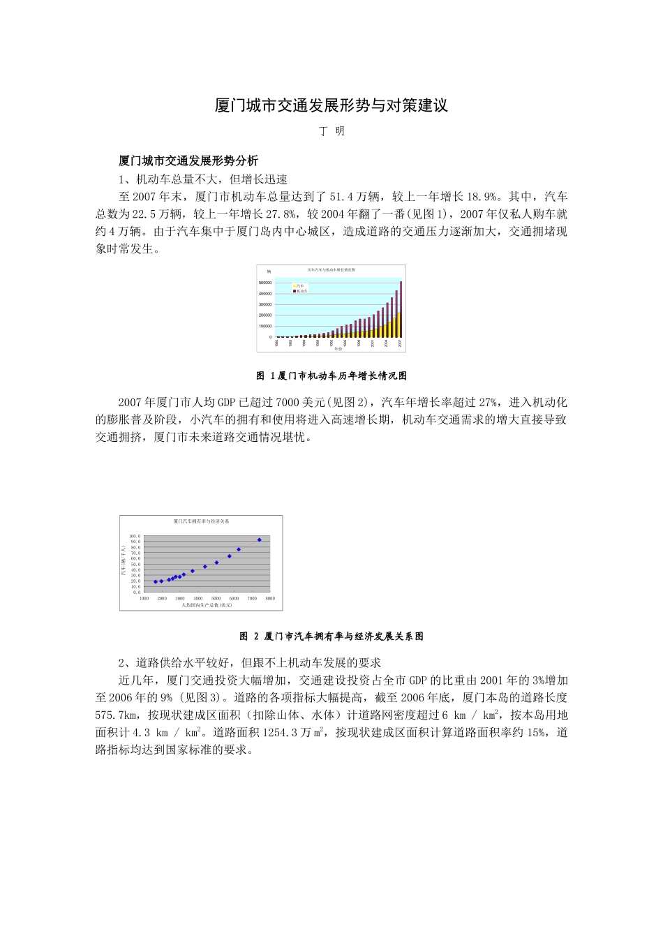 厦门城市交通发展形势与对策建议_第1页