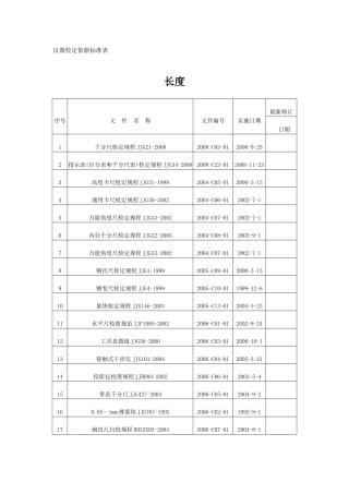 仪器检定依据标准表