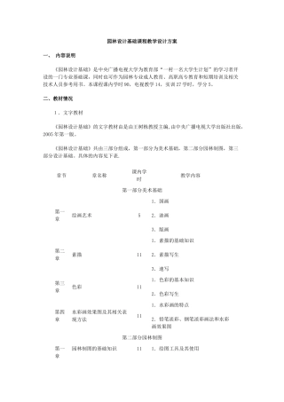 园林设计基础课程教学设计方案