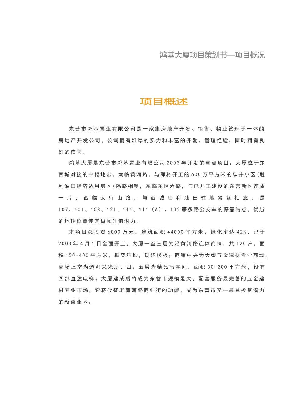 商业地产项目策划-鸿基大厦项目策划书_第1页