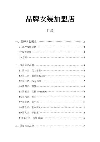 品牌女装加盟店