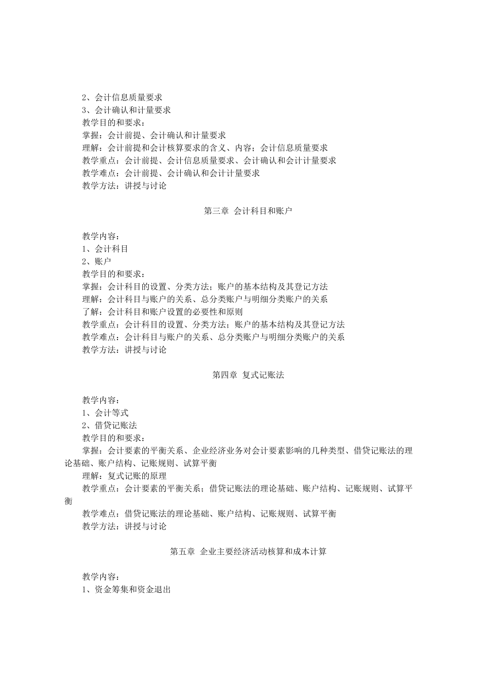 厦门城市职业学院金融保险专业课程教学大纲_第3页