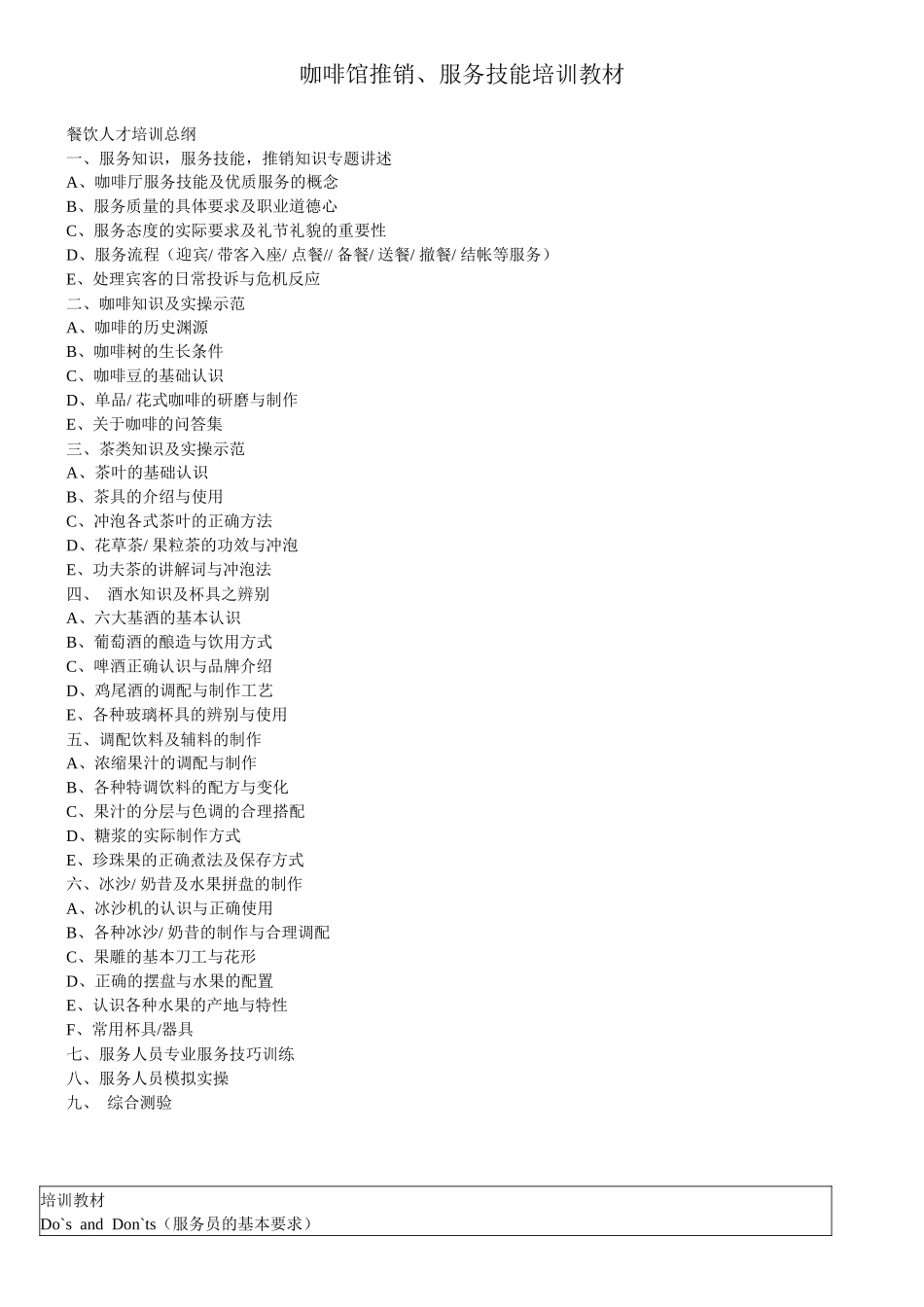 咖啡、茶水、饮料类的管理知识_第1页