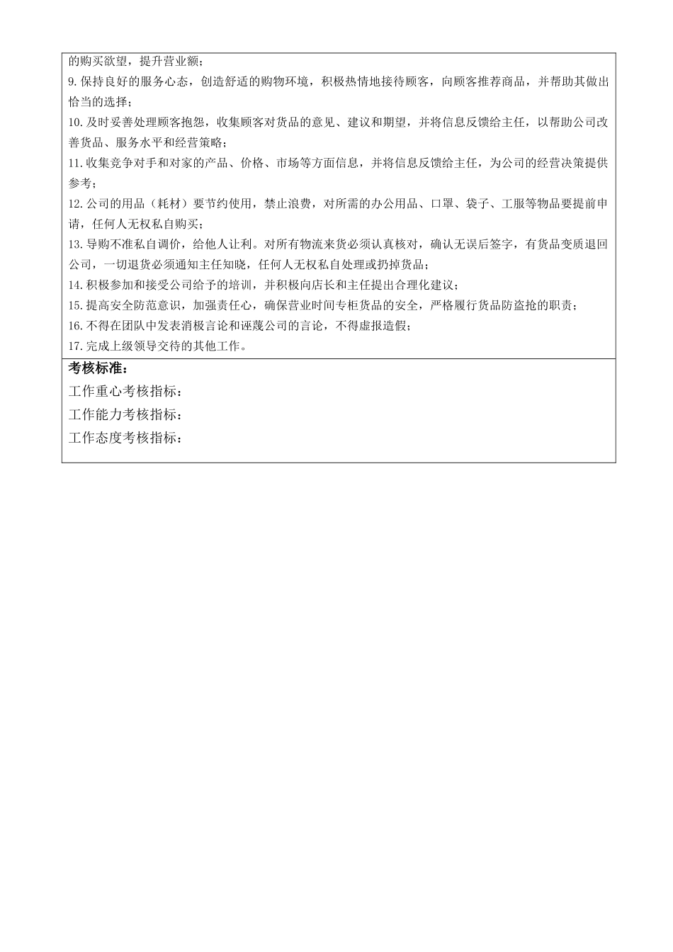 商业零售代理商公司的岗位说明书_第2页