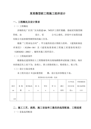 国贸大厦微型桩工程施工组织设计
