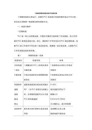 可编程逻辑控制器的维护和故障诊断