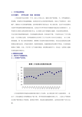 卓创资讯天然橡胶VIP月报-1-1一月市场走势简述本